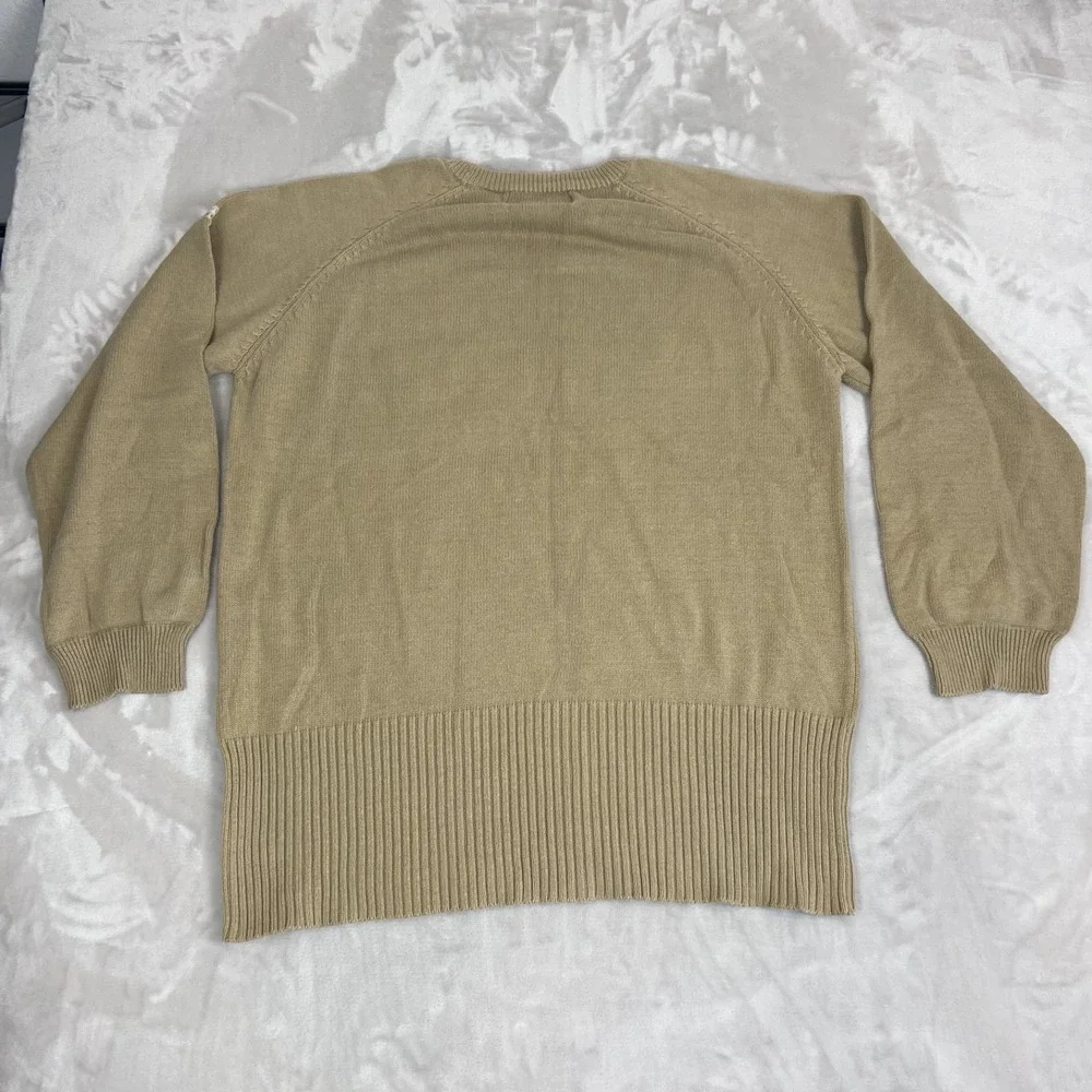 Vintage Wu Wear Sweater Mens XXL Tan Cozy Knit Cotton 90s Normcore Preppy Hiphop
